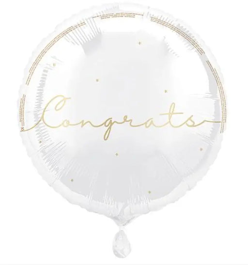 18" Foil Congrats White/Gold Balloon The Ultimate Balloon And Party Shop Cheltenham & Gloucester Balloons & Fancy Dress 