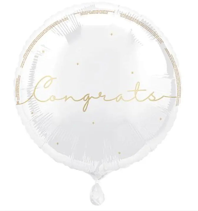 18" Foil Congrats White/Gold Balloon The Ultimate Balloon And Party Shop Cheltenham & Gloucester Balloons & Fancy Dress 