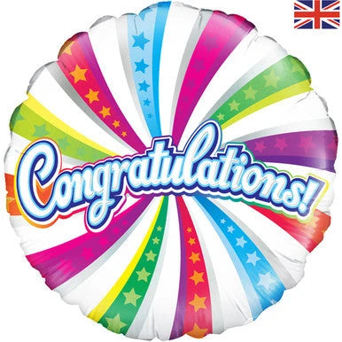18" Foil Congratulations Bright Swirl Balloon The Ultimate Balloon And Party Shop Cheltenham & Gloucester Balloons & Fancy Dress 