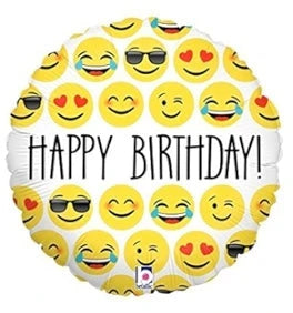 18" Foil Emoji Birthday Printed Balloon The Ultimate Balloon And Party Shop Cheltenham & Gloucester Balloons & Fancy Dress 