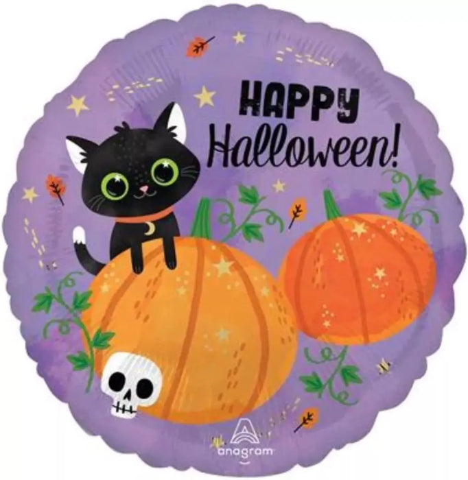 18" Foil Halloween Balloon - Pumpkin Cat The Ultimate Balloon And Party Shop Cheltenham & Gloucester Balloons & Fancy Dress 