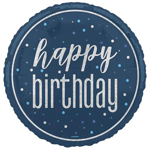 18" Foil Happy Birthday Balloon - Navy Dots The Ultimate Balloon And Party Shop Cheltenham & Gloucester Balloons & Fancy Dress 