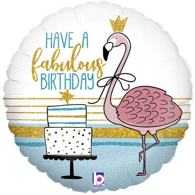 18" Foil Happy Birthday - Fabuos Flamingo The Ultimate Balloon And Party Shop Cheltenham & Gloucester Balloons & Fancy Dress 