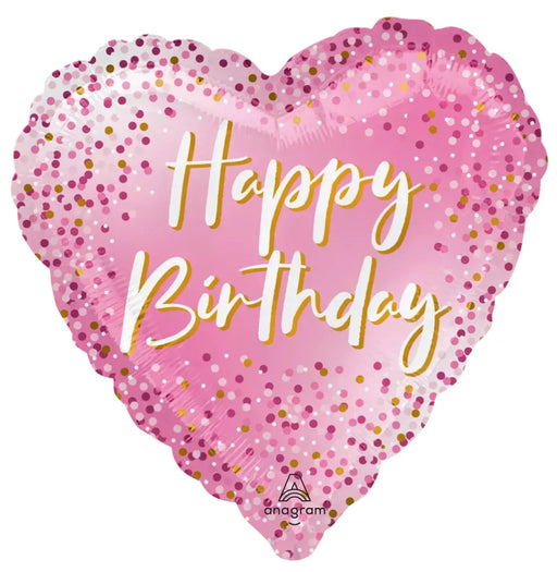 18" Foil Heart Happy Birthday - Pink The Ultimate Balloon And Party Shop Cheltenham & Gloucester Balloons & Fancy Dress 