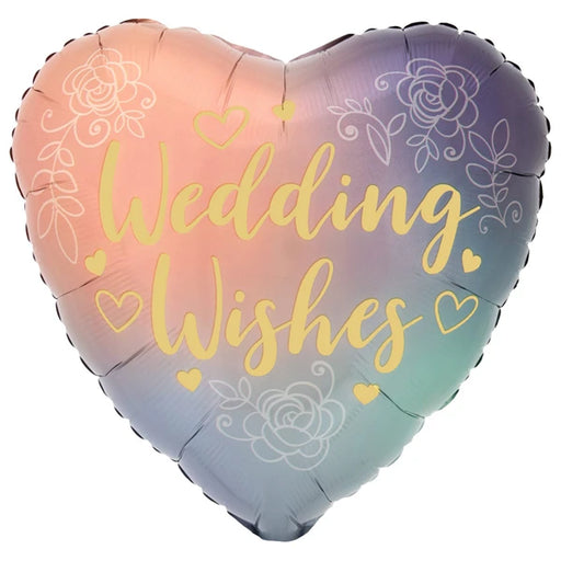 18" Foil Wedding Wishes Heart Balloon The Ultimate Balloon And Party Shop Cheltenham & Gloucester Balloons & Fancy Dress 
