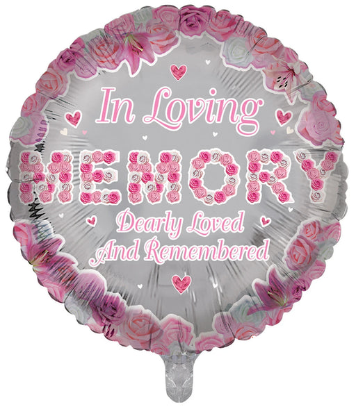 18” In Loving Memory Foil Balloon - Round Pink The Ultimate Balloon And Party Shop Cheltenham & Gloucester Balloons & Fancy Dress 