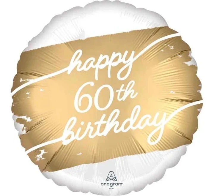 18" Foil Age 60 Balloon - White/Gold The Ultimate Balloon And Party Shop Cheltenham & Gloucester Balloons & Fancy Dress 