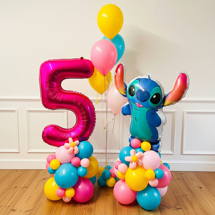 Stitch Themed Balloon Stack & Boquet Package The Ultimate Balloon And Party Shop Cheltenham & Gloucester Balloons & Fancy Dress 