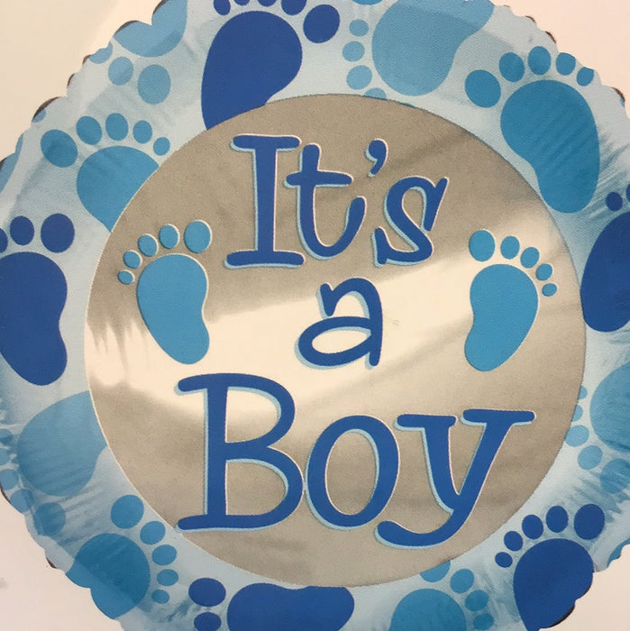 18" Foil Its A Boy Balloon - Foot Prints