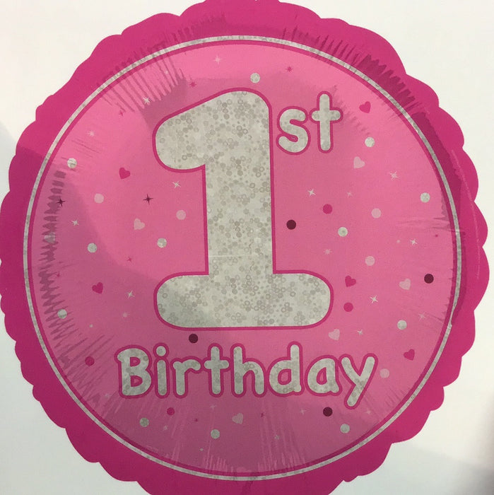 18" Foil 1st Birthday Balloon - Pink