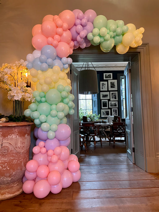 Deluxe Large Half Organic Balloon Arch - Pastel Rainbow