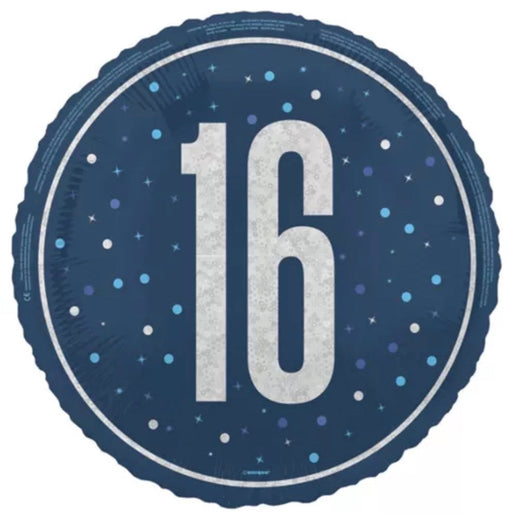 18" Foil Age 16 Balloon - Navy & Silver The Ultimate Balloon And Party Shop Cheltenham & Gloucester Balloons & Fancy Dress 