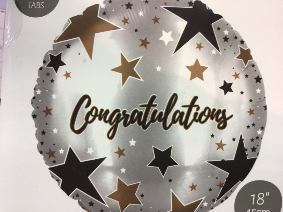 18" Foil Congratulations Silver Balloon