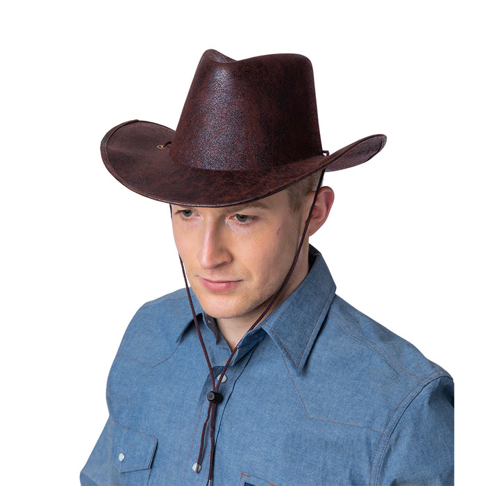 Texan Aged Faux Leather Cowboy Hat