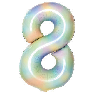 Large Number Pastel Rainbow 34” Foil Balloon - 8