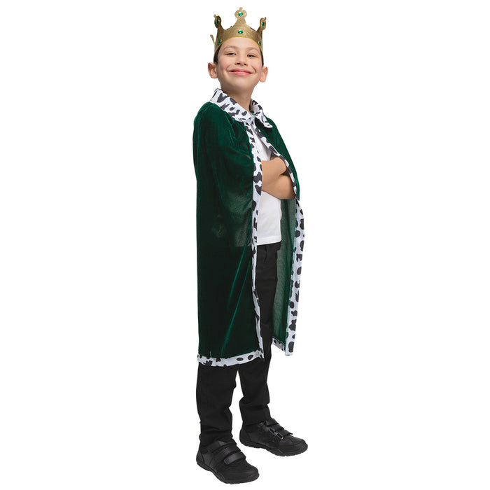 Velvet Child’s King Robe & Crown Set - Green