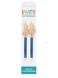 2pk Ice Fountain Candles - Blue The Ultimate Balloon And Party Shop Cheltenham & Gloucester Balloons & Fancy Dress 