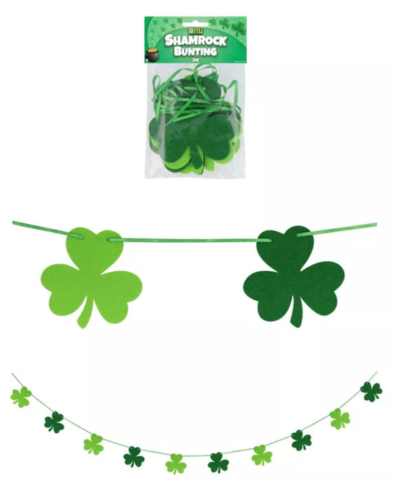 Felt Shamrock Bunting (3m) The Ultimate Balloon And Party Shop Cheltenham & Gloucester Balloons & Fancy Dress 