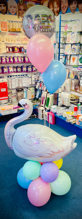 Pastel Swan Baby Shower/Arrival Balloon Display