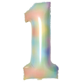 Large Number Pastel Rainbow 34” Foil Balloon - 1