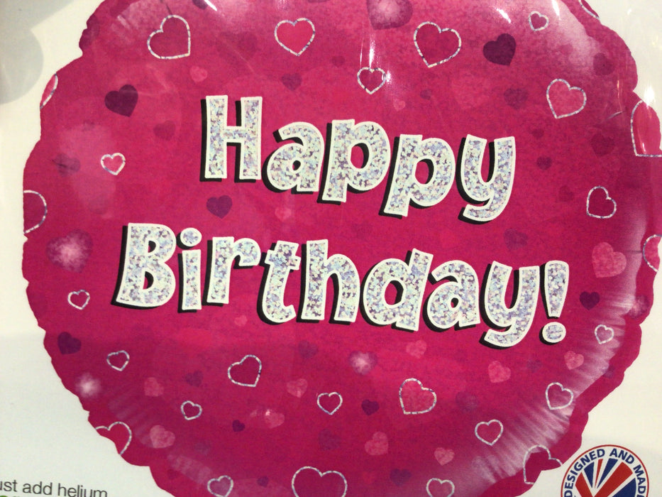 18" Foil Happy Birthday - Bright Pink Glitz