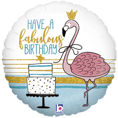 18" Foil Happy Birthday - Fabuos Flamingo