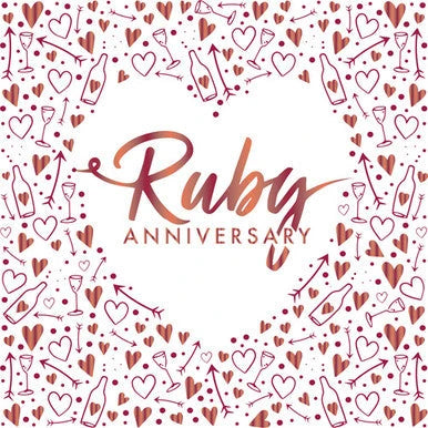 40th Ruby Anniversary Foil Stamped Napkins The Ultimate Balloon And Party Shop Cheltenham & Gloucester Balloons & Fancy Dress 