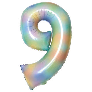 Large Number Pastel Rainbow 34” Foil Balloon - 9