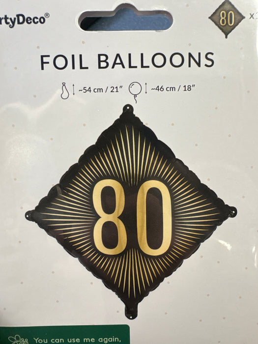 18" Foil Age 80 Black/Gold Diamond The Ultimate Balloon And Party Shop Cheltenham & Gloucester Balloons & Fancy Dress 
