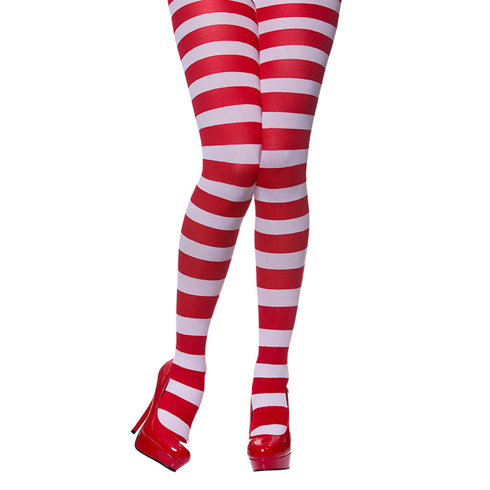 Striped Candy Tights - Red/White