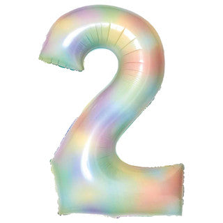 Large Number Pastel Rainbow 34” Foil Balloon - 2