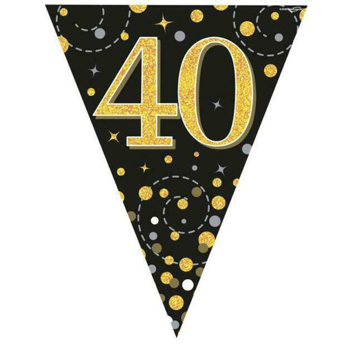 Age 40 Bunting - Black/Gold