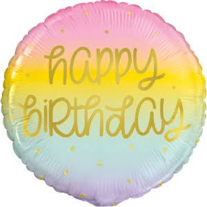 18" Foil Happy Birthday  - Pastel Ombre The Ultimate Balloon And Party Shop Cheltenham & Gloucester Balloons & Fancy Dress 
