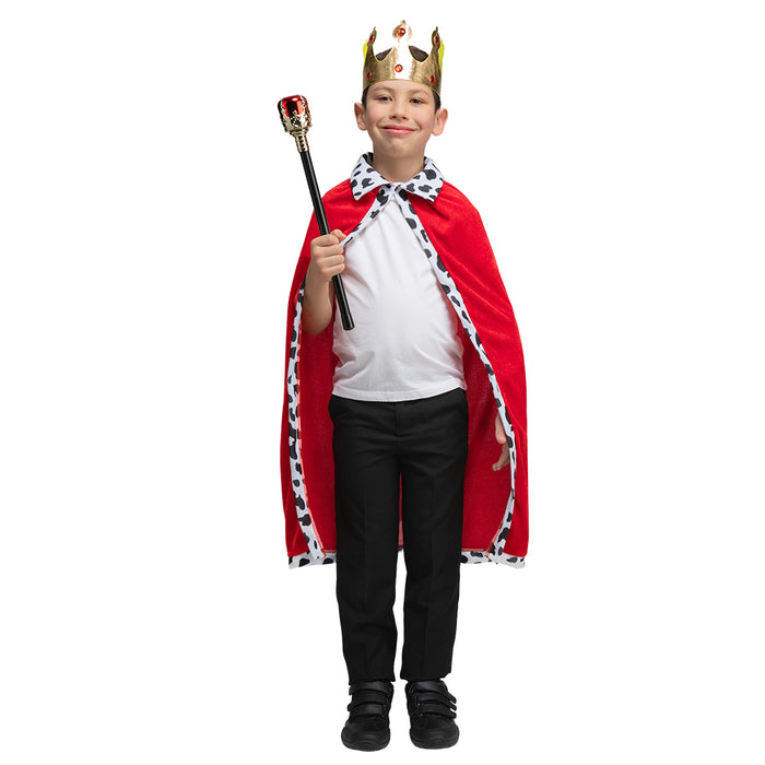 Velvet Child’s King Robe & Crown Set - Red