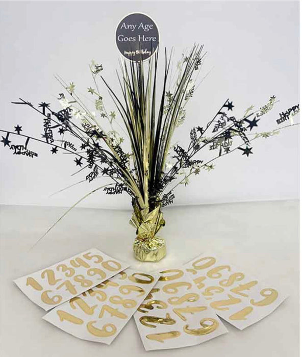 Personalised Balloon Weight Centrepiece -  Black/Gold The Ultimate Balloon And Party Shop Cheltenham & Gloucester Balloons & Fancy Dress 
