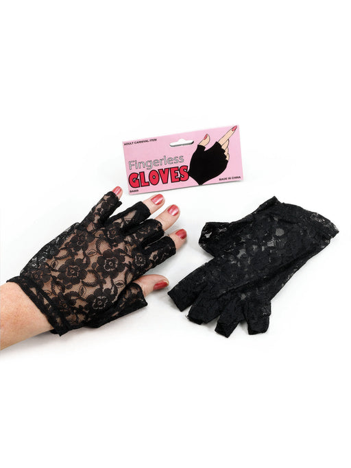 Fingerless Lace Gloves - Black