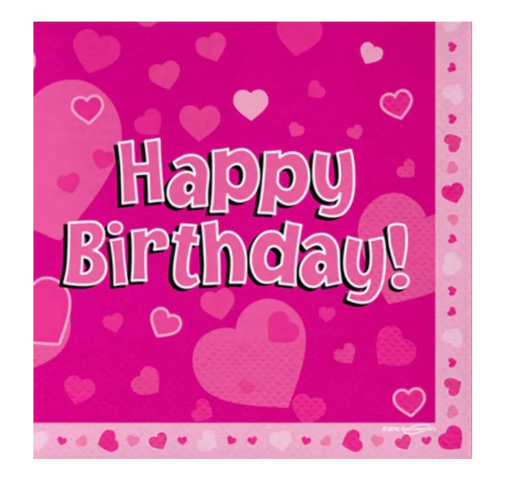 Birthday Napkins - Hot pink The Ultimate Balloon And Party Shop Cheltenham & Gloucester Balloons & Fancy Dress 