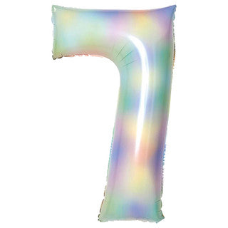 Large Number Pastel Rainbow 34” Foil Balloon - 7