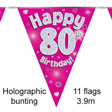 Age 80 Bunting - Hot Pink