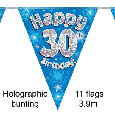 Age 30 Bunting - Blue & Silver