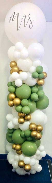 Large Balloon Floor Column - Mr & Mrs (Sage & Gold)