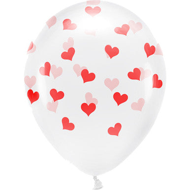 Heart Printed Clear Latex Balloons (6pk) - Red The Ultimate Balloon And Party Shop Cheltenham & Gloucester Balloons & Fancy Dress 