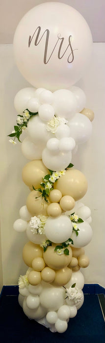 Large Balloon Floor Column - Mr & Mrs (White)