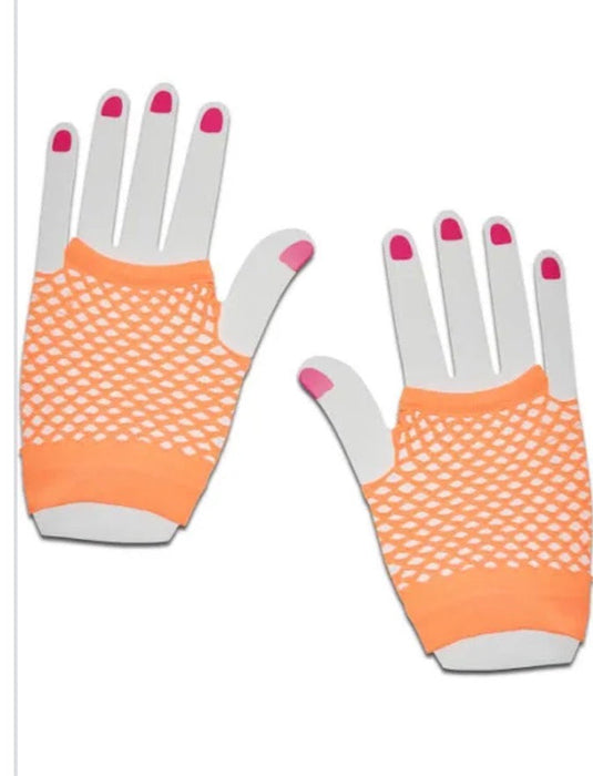 Neon Fishnet Gloves - Orange The Ultimate Balloon And Party Shop Cheltenham & Gloucester Balloons & Fancy Dress 