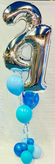 Mixed Number Balloon Display - Blues & Silvers