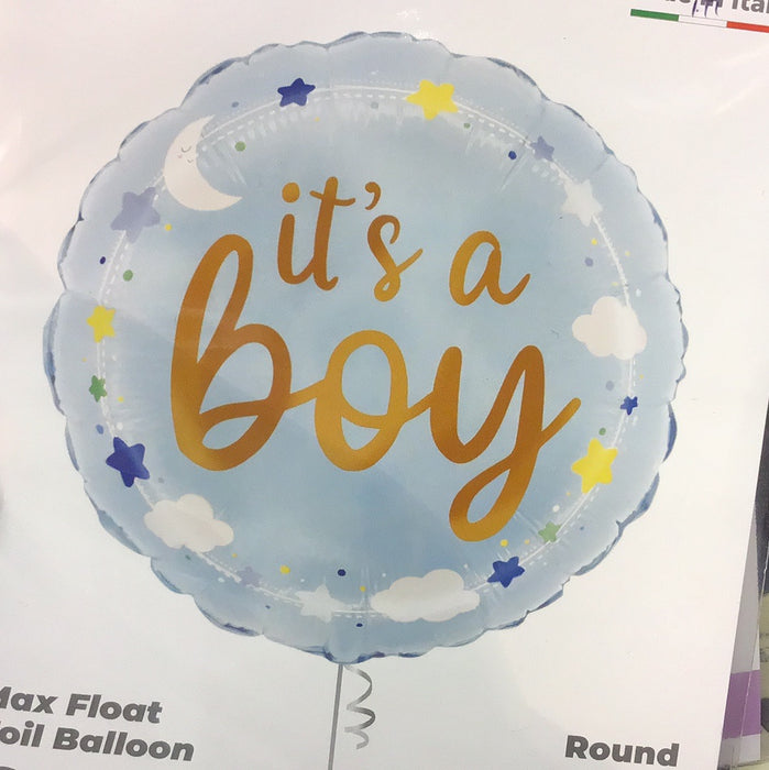 18" Foil Its A Boy Balloon - Stars & Clouds