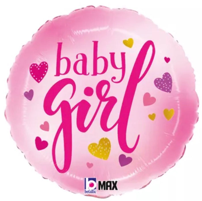 18” Hello Baby Girl Balloon - Pink Hearts The Ultimate Balloon And Party Shop Cheltenham & Gloucester Balloons & Fancy Dress 