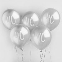 Age 40 Birthday Balloons 5pk - Silver The Ultimate Balloon And Party Shop Cheltenham & Gloucester Balloons & Fancy Dress 