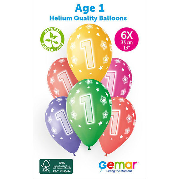 Age 1 Blue Birthday Balloons 6 Pack The Ultimate Balloon And Party Shop Cheltenham & Gloucester Balloons & Fancy Dress 