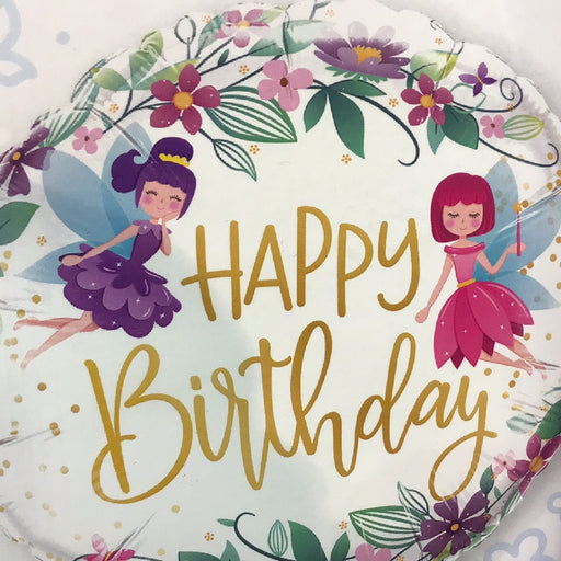 Happy Birthday Foil Balloon - Garden Fairies